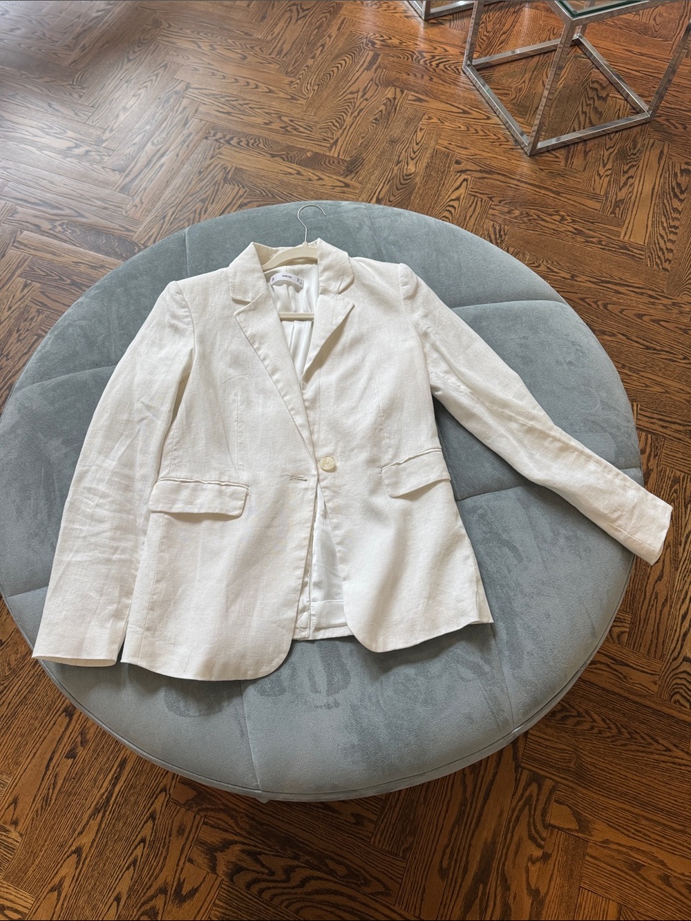 Mango Cream Single-Button Notch Lapel Blazer
